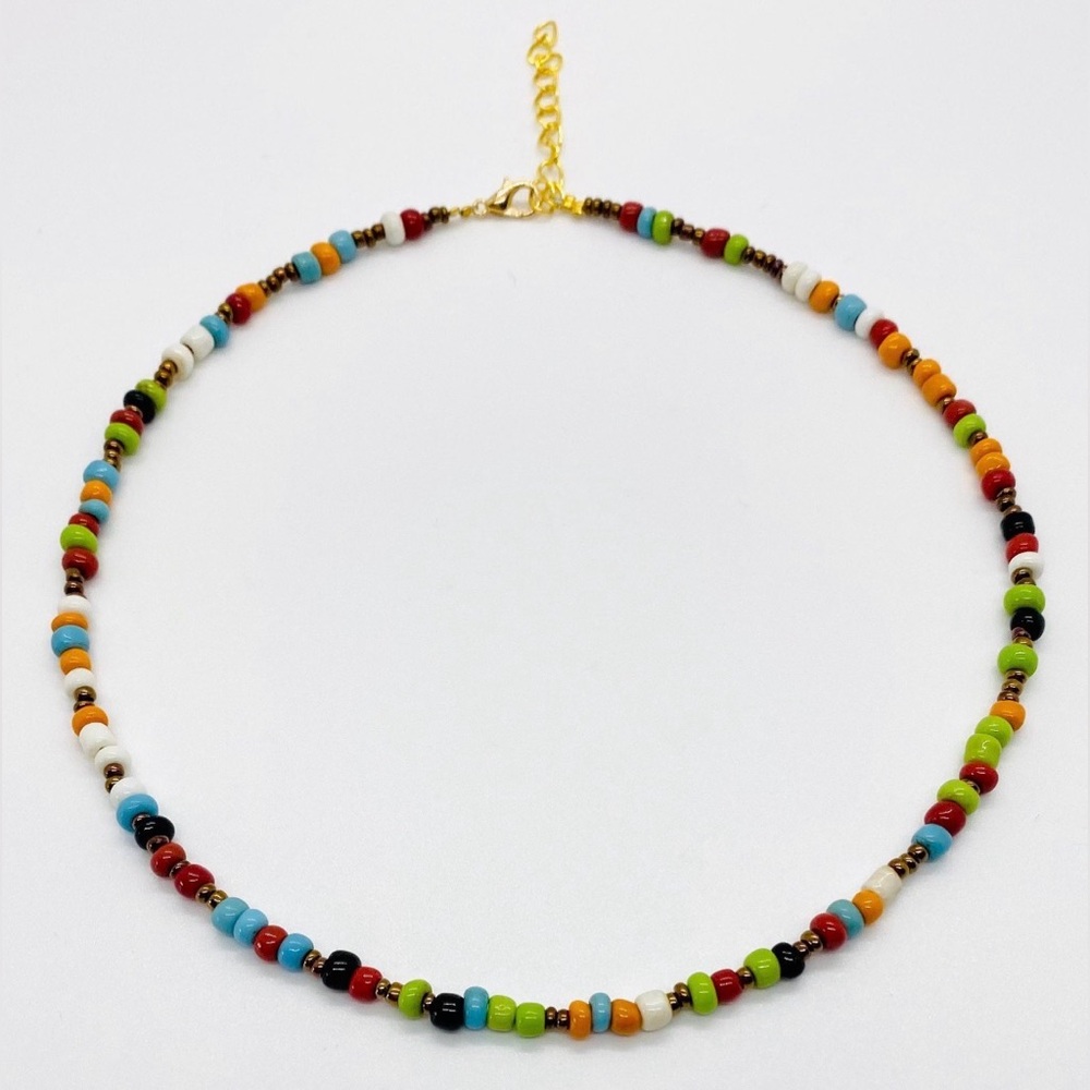 MultiColor Beaded Necklace Boho Y2K Summer Beach Festival Southwestern Eclectic - Picture 5 of 7